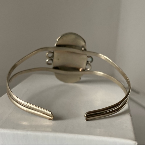 Silver Cuff Bracelet with Black Stone - Native, Unique - Picture 6 of 11